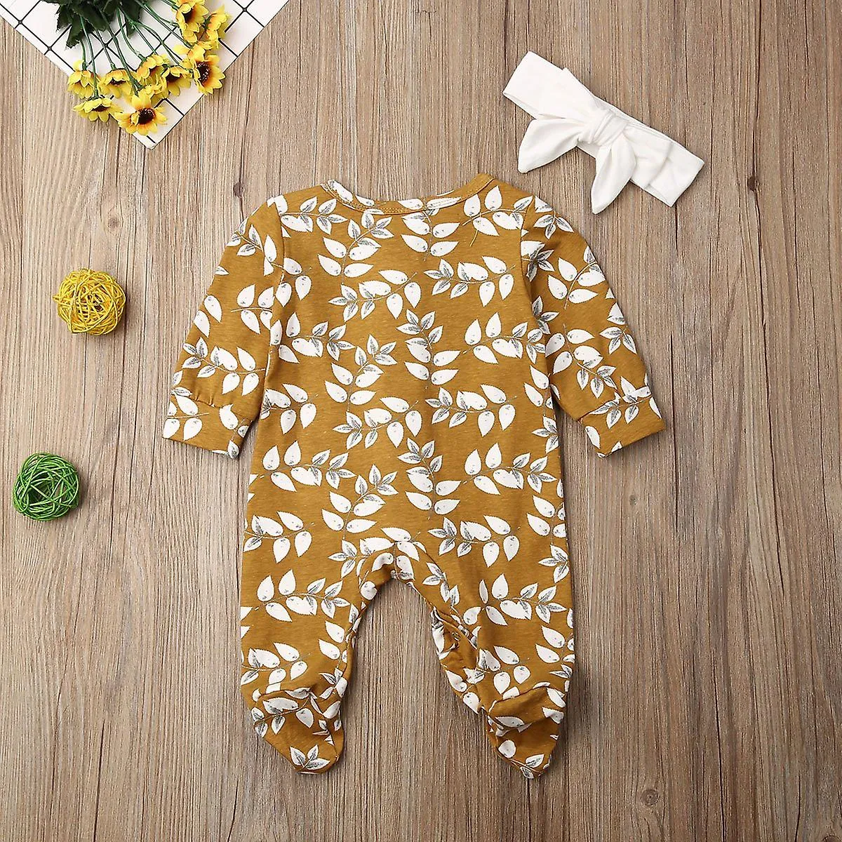 0-6M Jumpsuits Rompers Baby Long Sleeve Flower Footies Floral Jumper Casual Jumpsuit Outfit