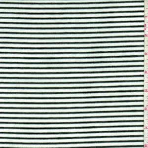 1 3/4 YD PC-Ivory/Moss Stripe Rayon Jersey Knit Fabric