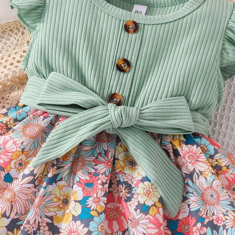 1-6 Years old  Birthday Summer Fashion Ruffle Sleeve Cute Floral Dresses