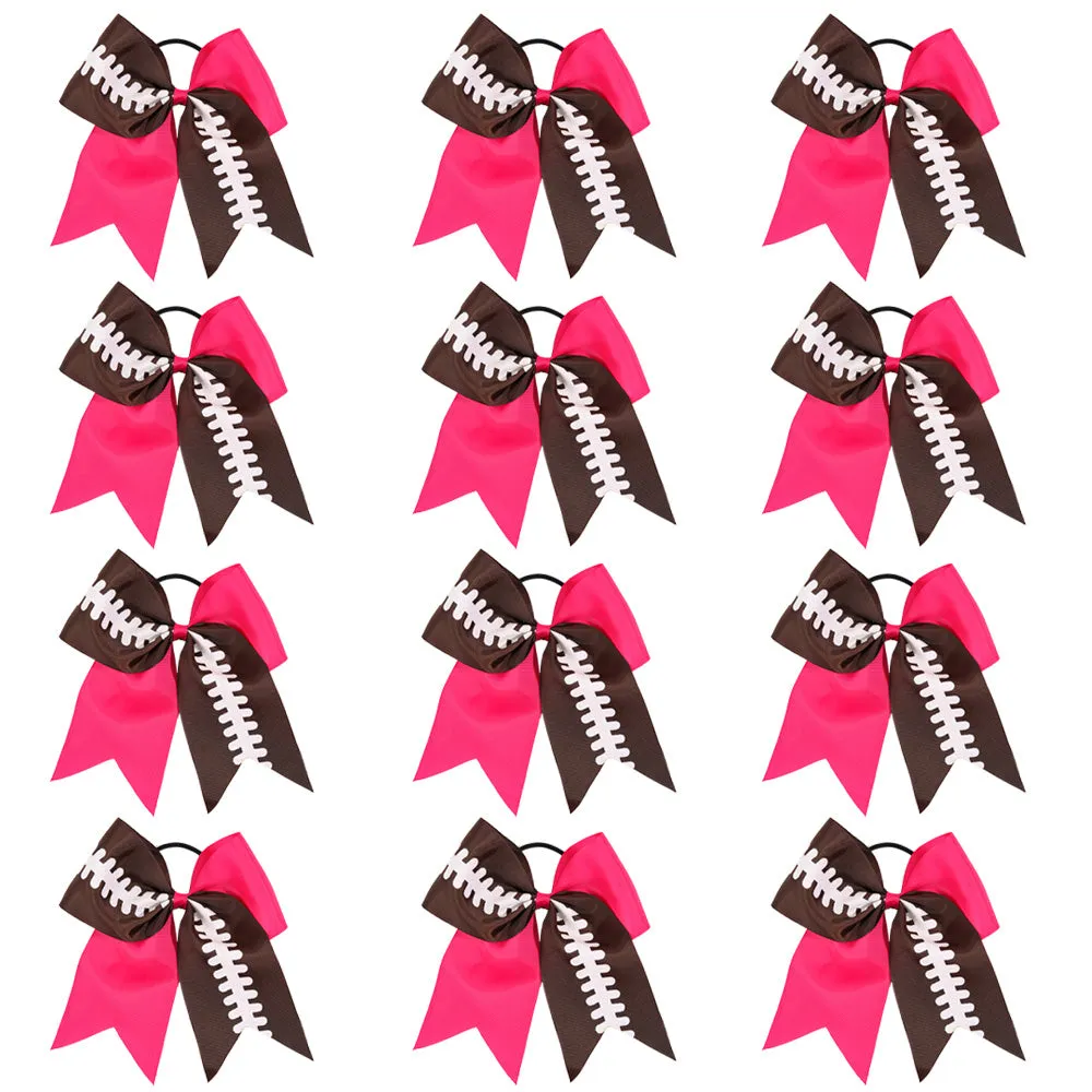 12Pcs Large Baseball Cheer Bows