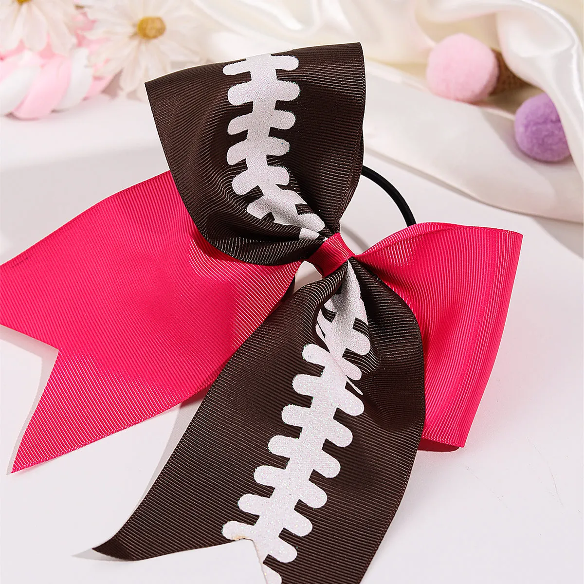 12Pcs Large Baseball Cheer Bows