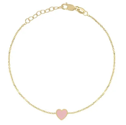 14k Yellow Gold Mini Enamel Heart Bracelet