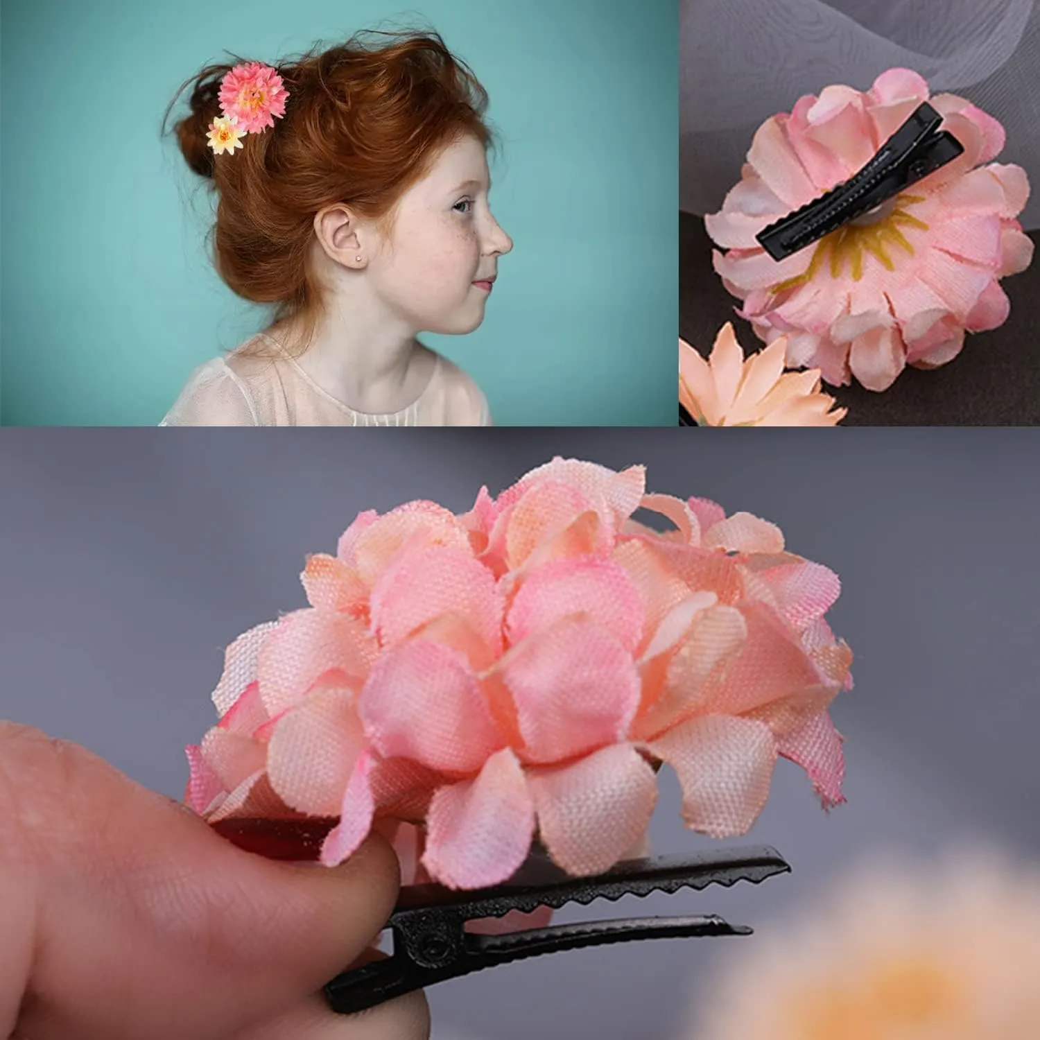 18 PCS Flower Hair Clip Women Floral Hair Barrettes Girls Homecoming Dance Rose Bride Barre Hair Accessories Wedding(Pink)