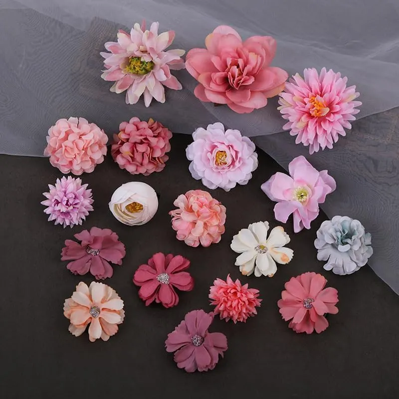 18 PCS Flower Hair Clip Women Floral Hair Barrettes Girls Homecoming Dance Rose Bride Barre Hair Accessories Wedding(Pink)