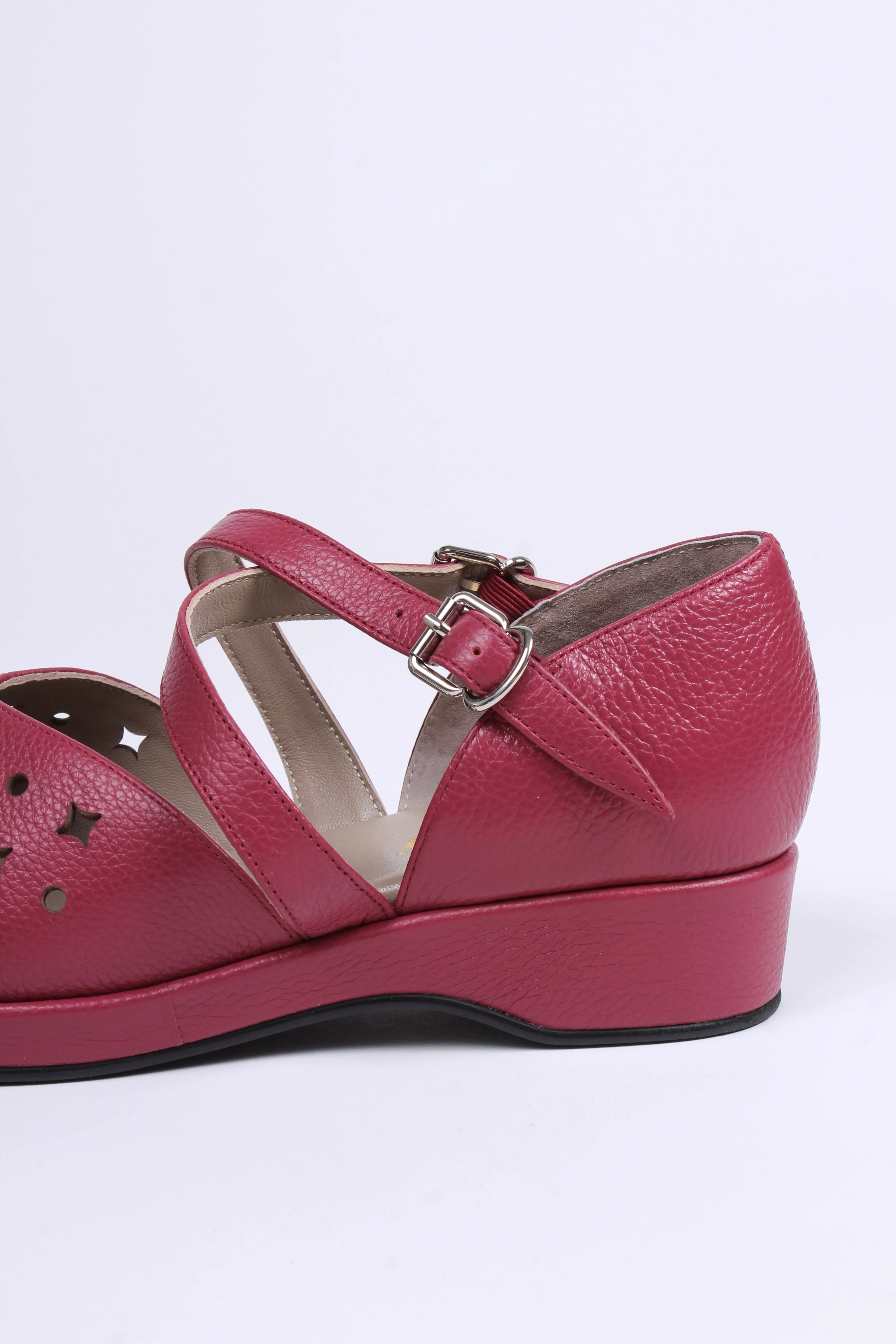 1940s style summer sandals /  wedges - Burgundy / Raspberry - Norma