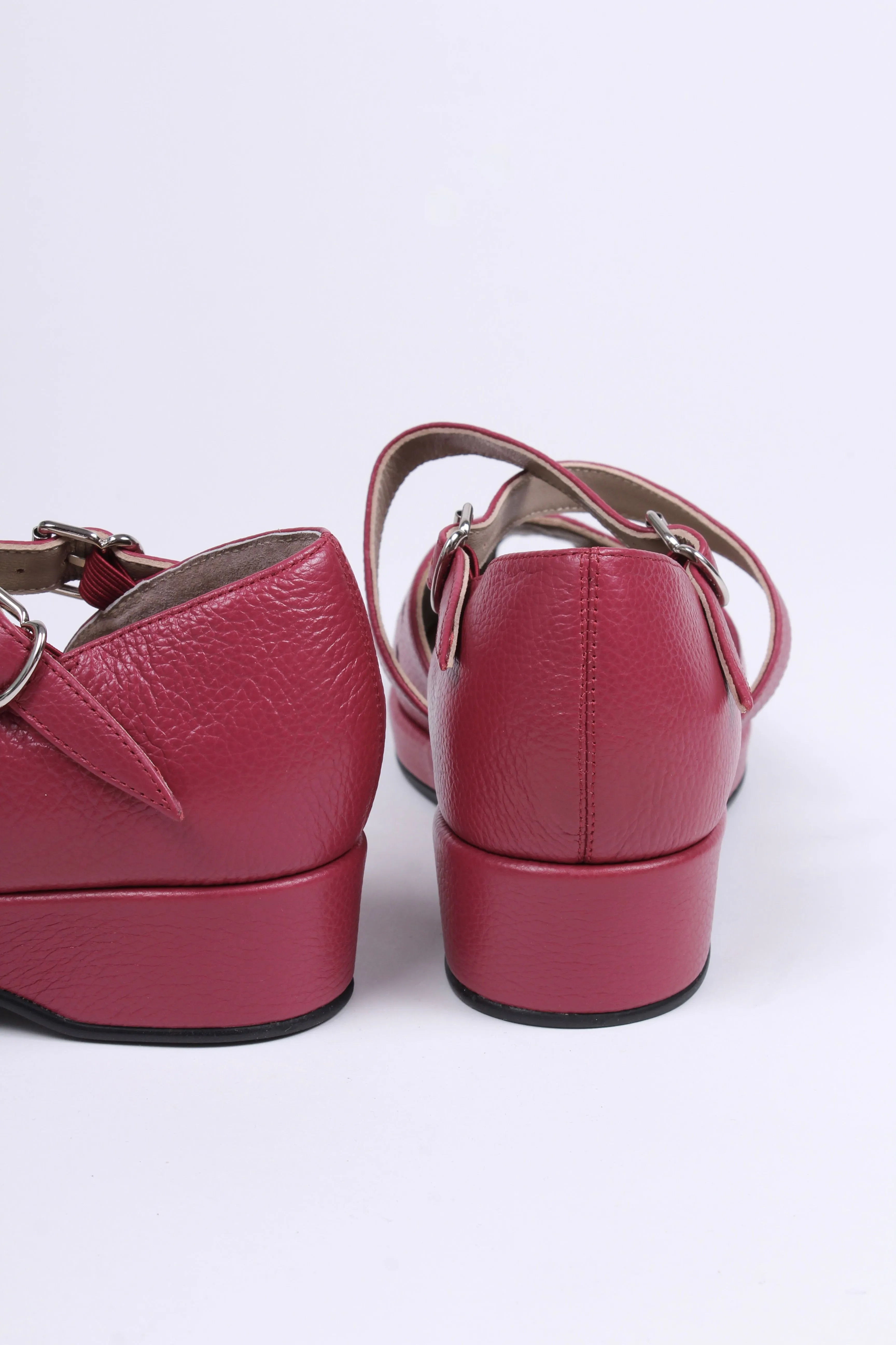 1940s style summer sandals /  wedges - Burgundy / Raspberry - Norma