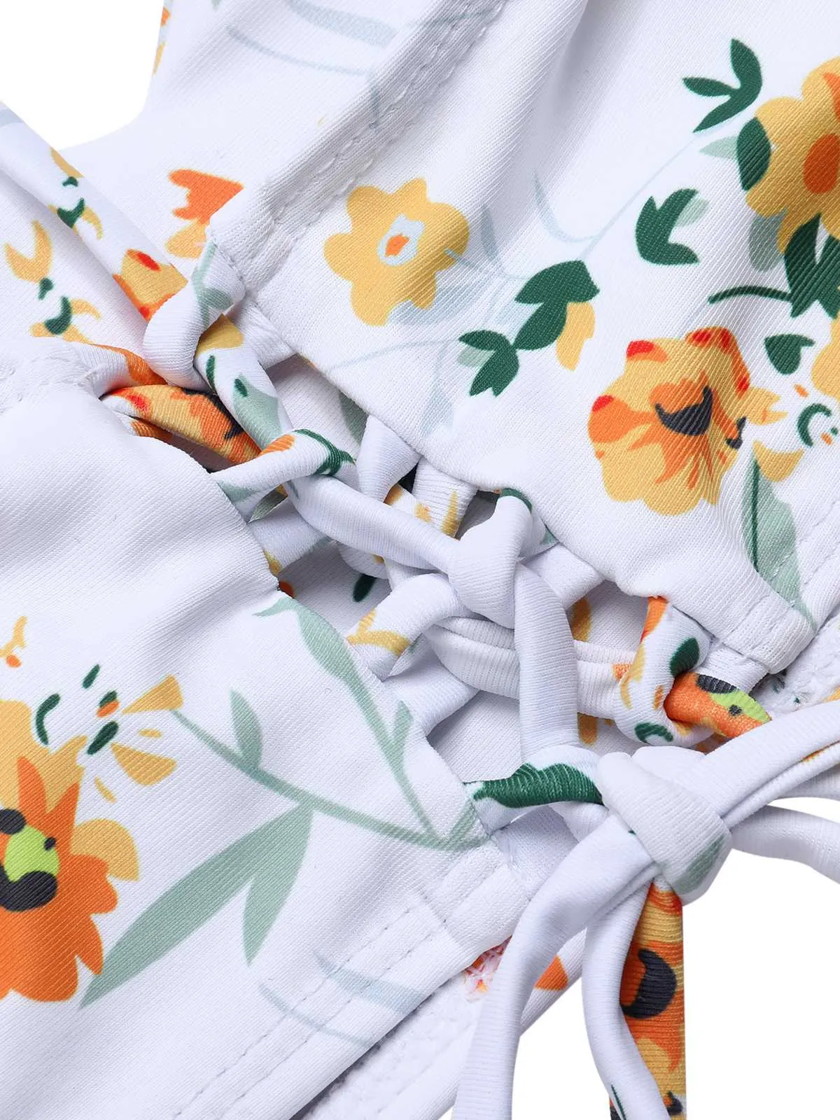 1950s Spaghetti Strap Floral Swimsuit