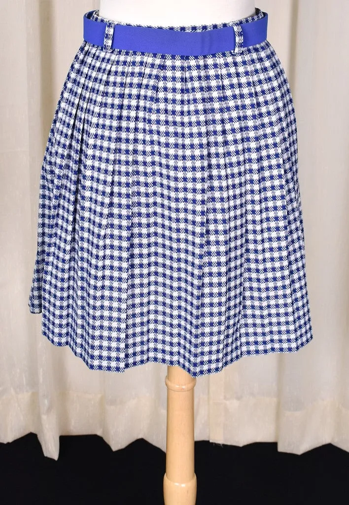 1960s Vintage Blue & White Plaid Skirt