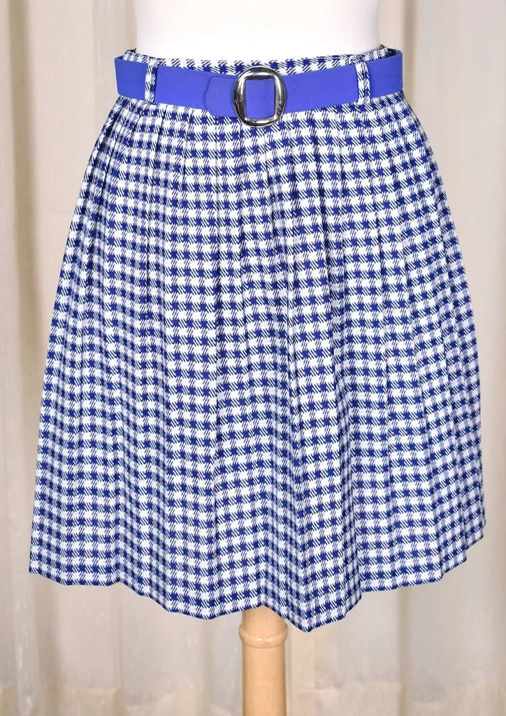 1960s Vintage Blue & White Plaid Skirt