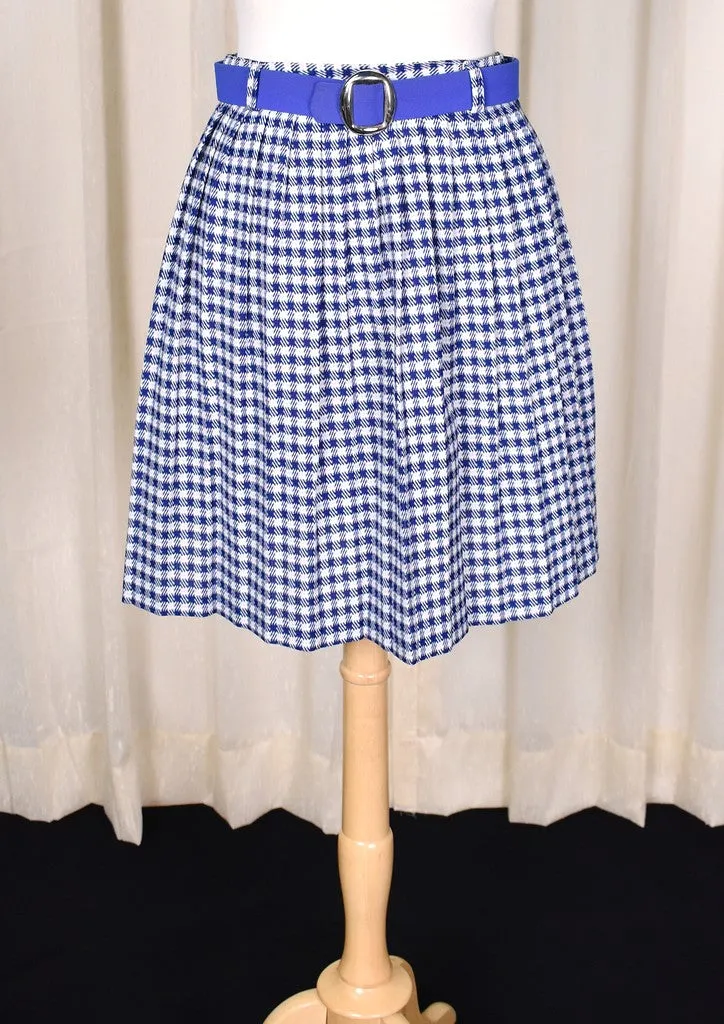 1960s Vintage Blue & White Plaid Skirt