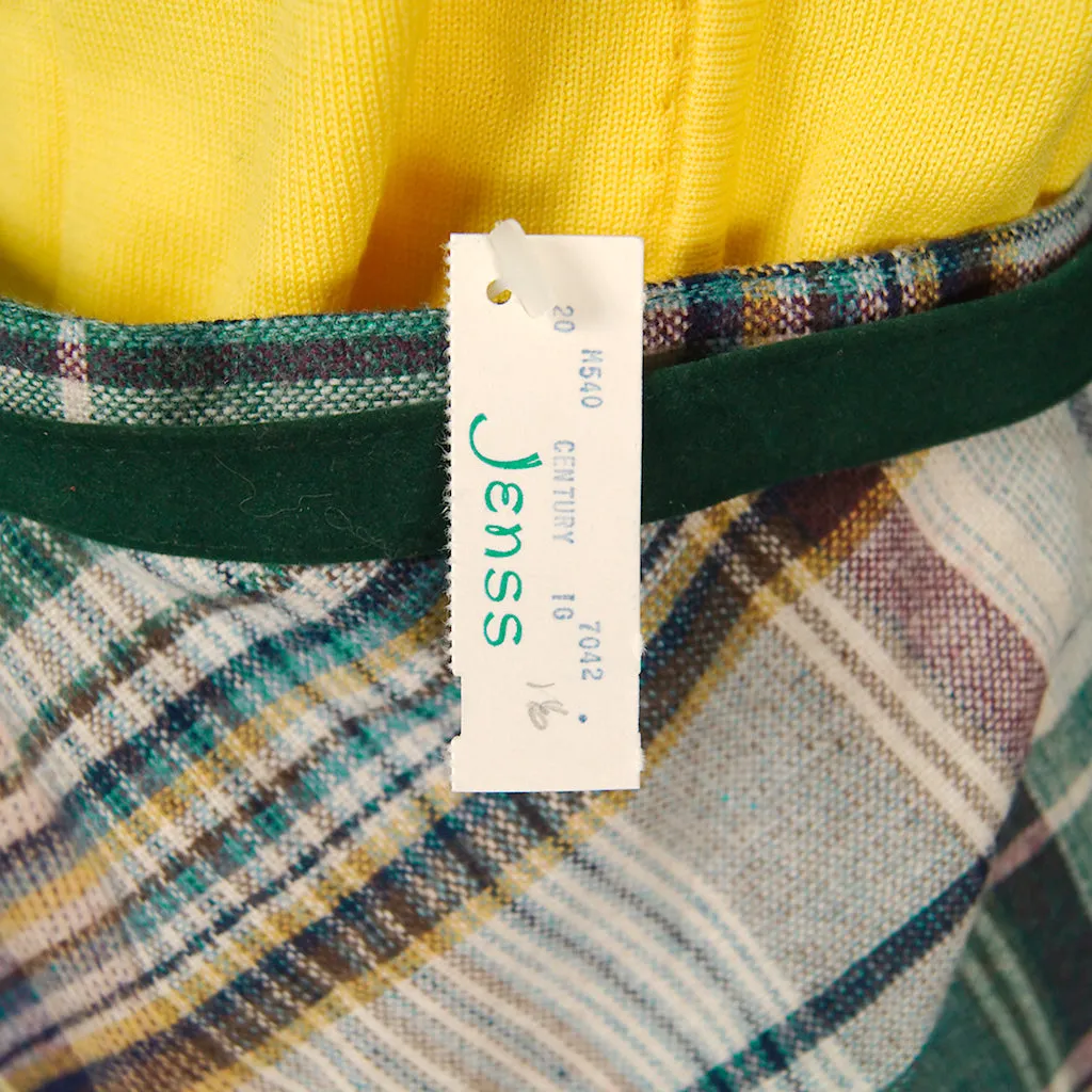 1970s Green & Beige Plaid Skirt