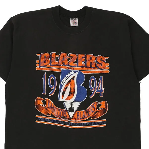 1994 Kamloops Blazers Made in USA Fruit Of The Loom T-Shirt - XL Black Cotton