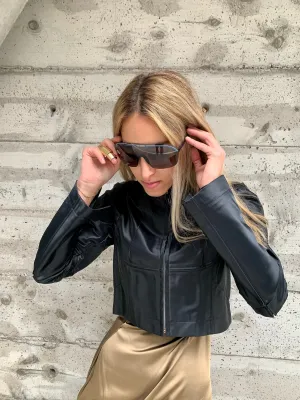 1995 Junya Watanabe for Comme des Garçons Crop Satin Motorcycle Jacket