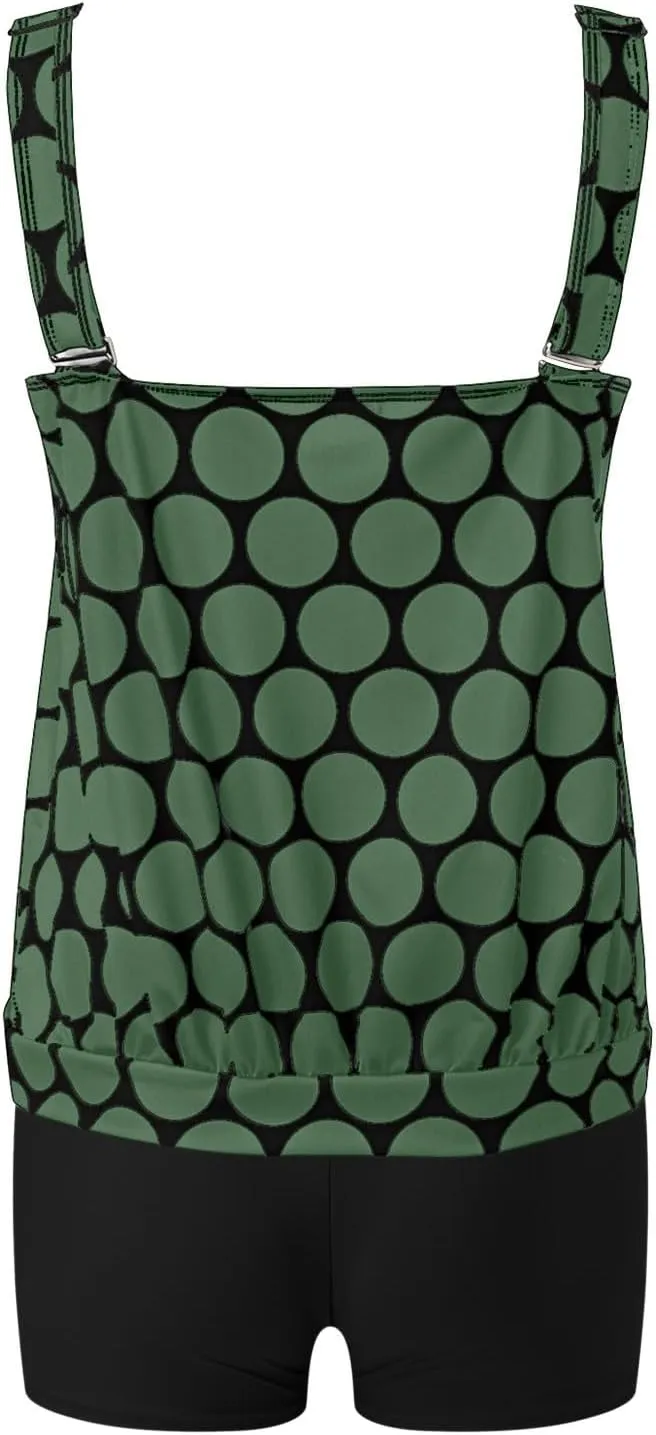 2 Piece Bathing Suits For Women High Waisted Shorts Push Up Print Tankini Swimsuits Modest Loose Tank Tops Swimwear