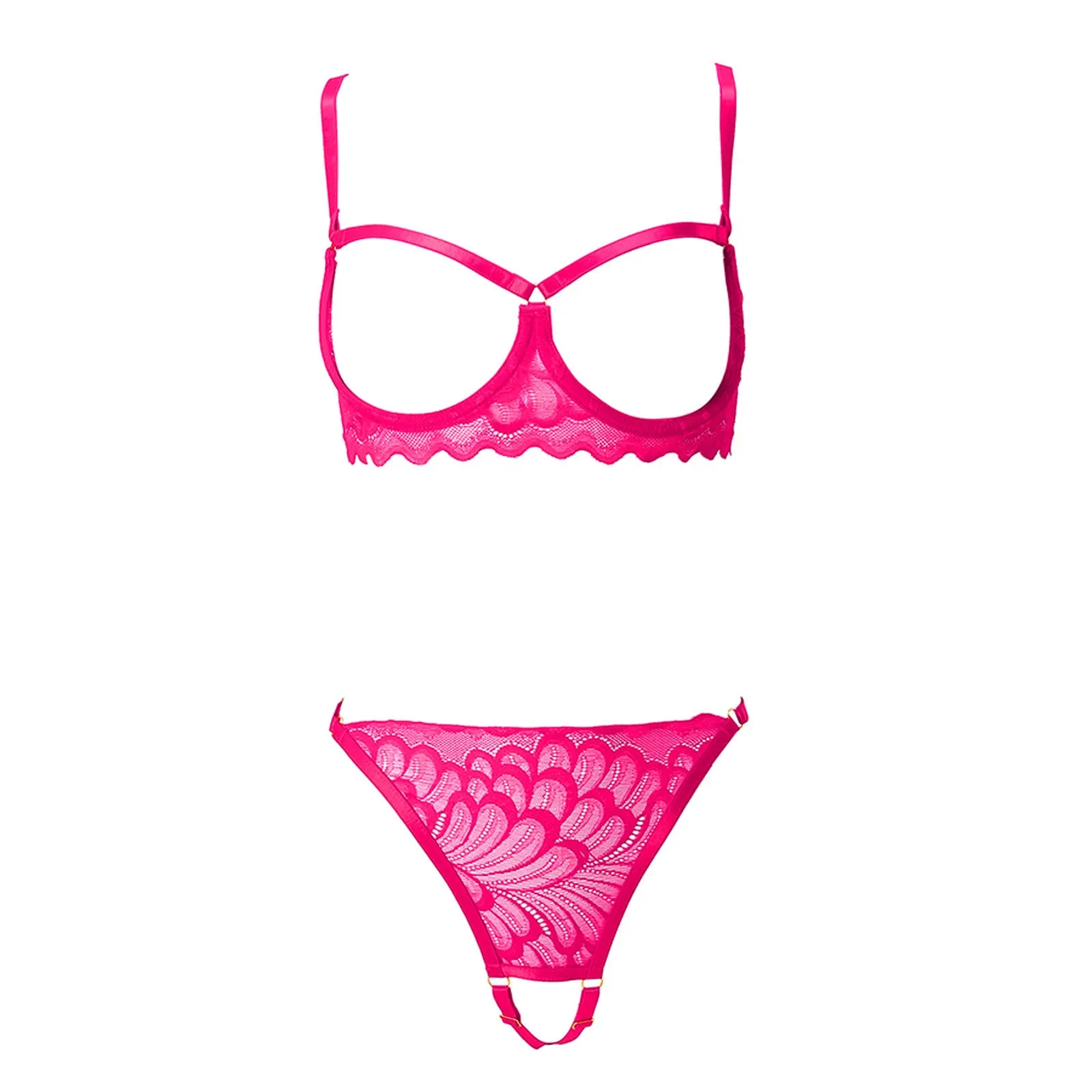 2-Piece Peek-a-boo Bra and Crotchless G-String Set - S/M/L/XL