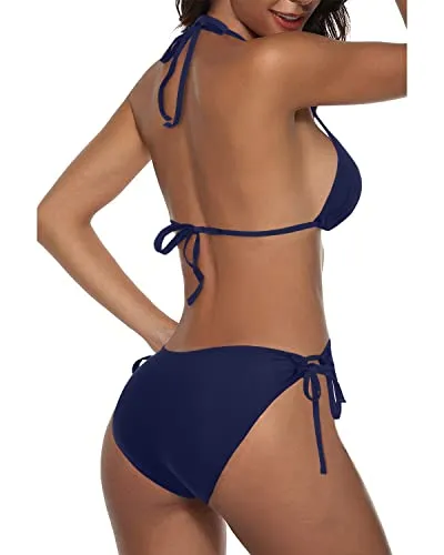 2 Piece Summer Beach Ready Bikini Sets For Women-Navy Blue