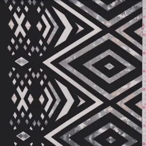 2 YD PC-Black/Charocal Diamond Floral Activewear Knit Fabric