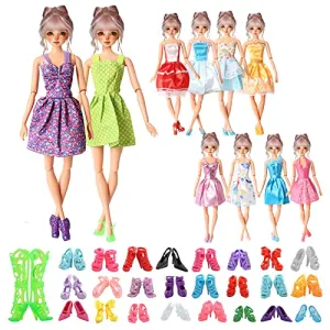 20 PCS Doll Clothes and Accessories Included 10x Cute Fashion Dresses and 10x Shoes for 11.5 Inch , Gift for Girls Age 5-7 8-10 …