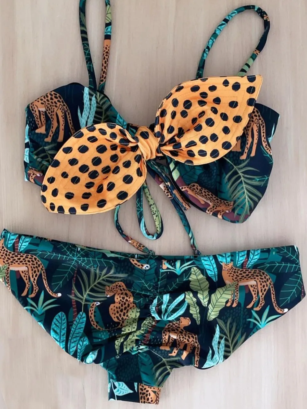 2023 Sexy Tropical Print Bikinis Women Swimsuit High Waist Bathing Suit Beachwear Bowkont Biquini Female Swim