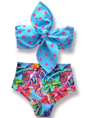 2023 Sexy Tropical Print Bikinis Women Swimsuit High Waist Bathing Suit Beachwear Bowkont Biquini Female Swim