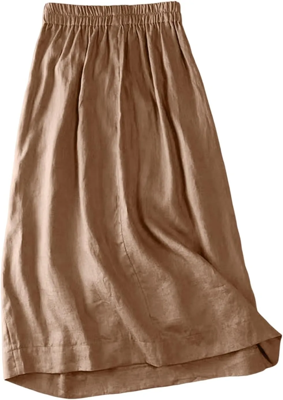2025 Women Spring Solid Button Down Casual Wedding Elegant Flowy A-Line Midi Skirts, M-2XL