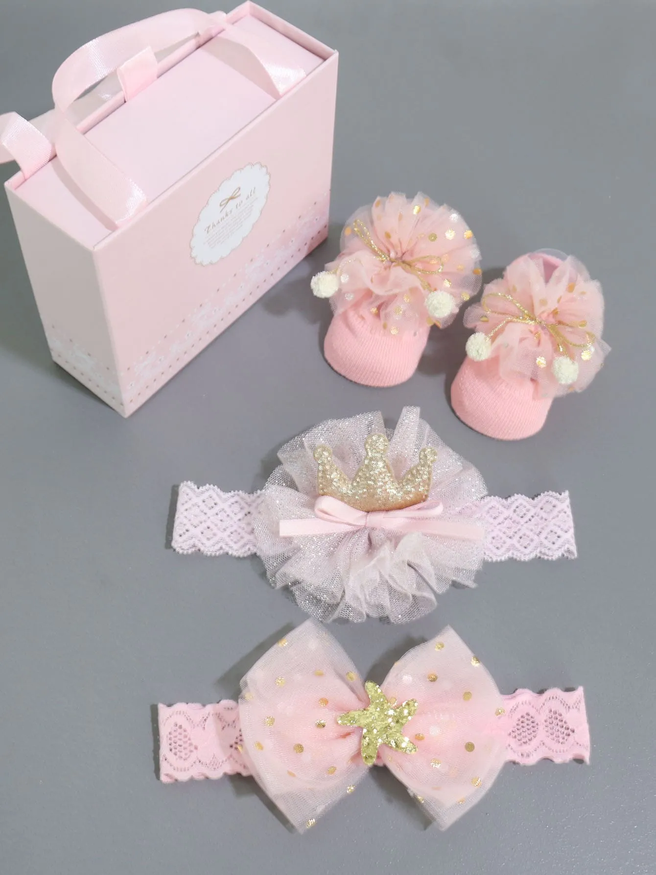 2pcs Baby Bow Knot Decor Headband 1pair Socks