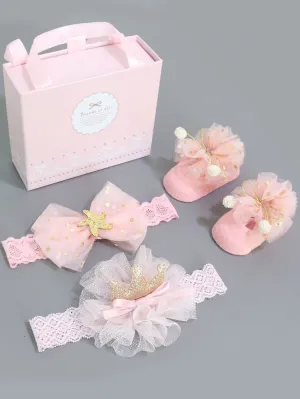 2pcs Baby Bow Knot Decor Headband 1pair Socks
