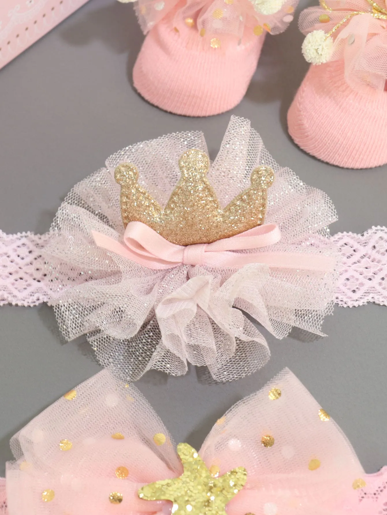 2pcs Baby Bow Knot Decor Headband 1pair Socks