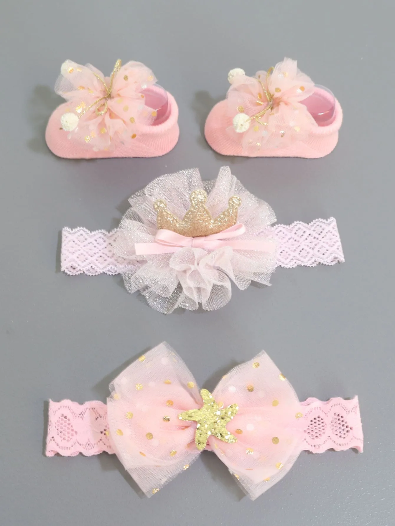 2pcs Baby Bow Knot Decor Headband 1pair Socks