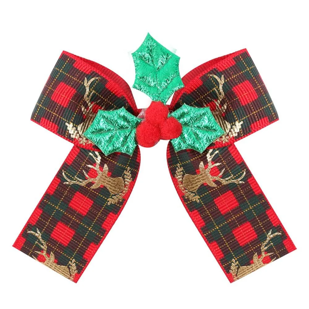 3'' Christmas Golden Elk Hair Bows