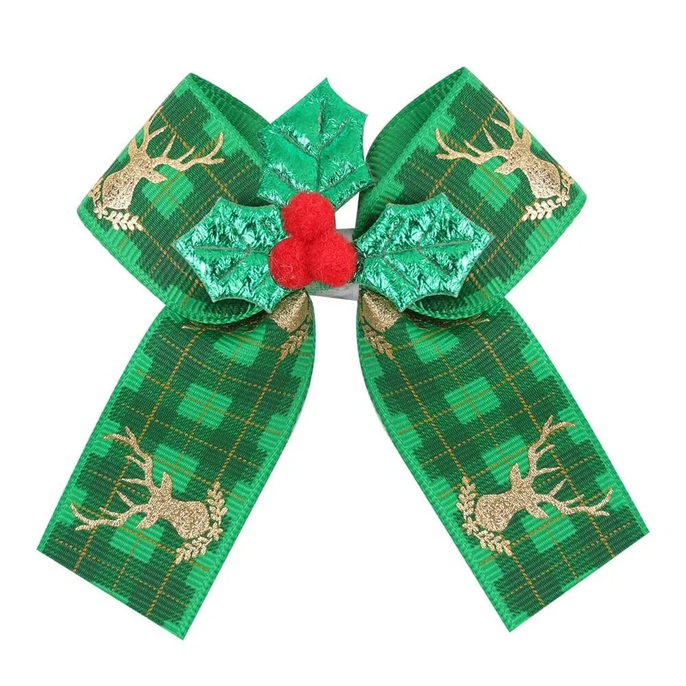 3'' Christmas Golden Elk Hair Bows