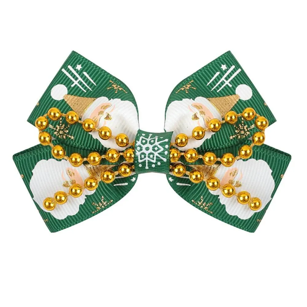 3'' Christmas Golden Elk Hair Bows
