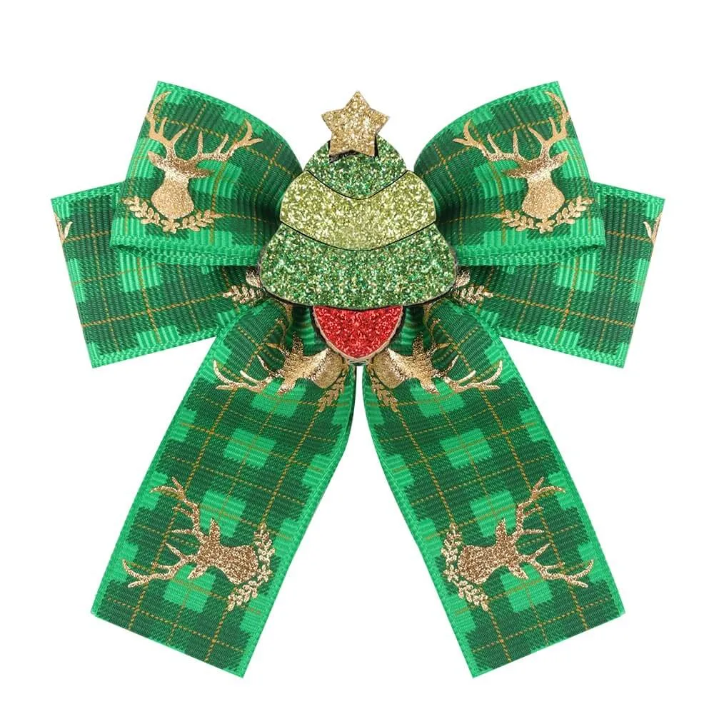 3'' Christmas Golden Elk Hair Bows