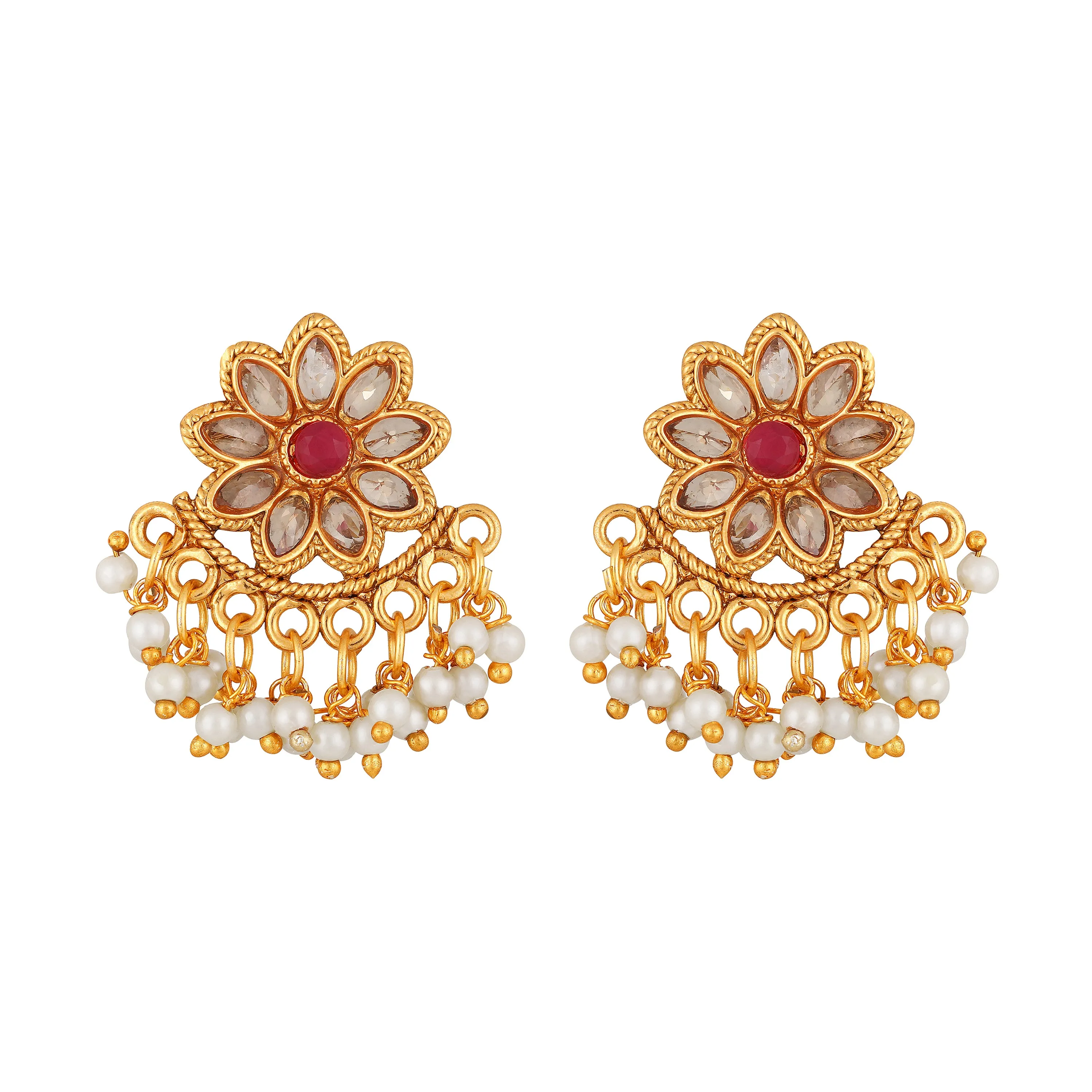 3 Layer kundan Floral Necklace Set
