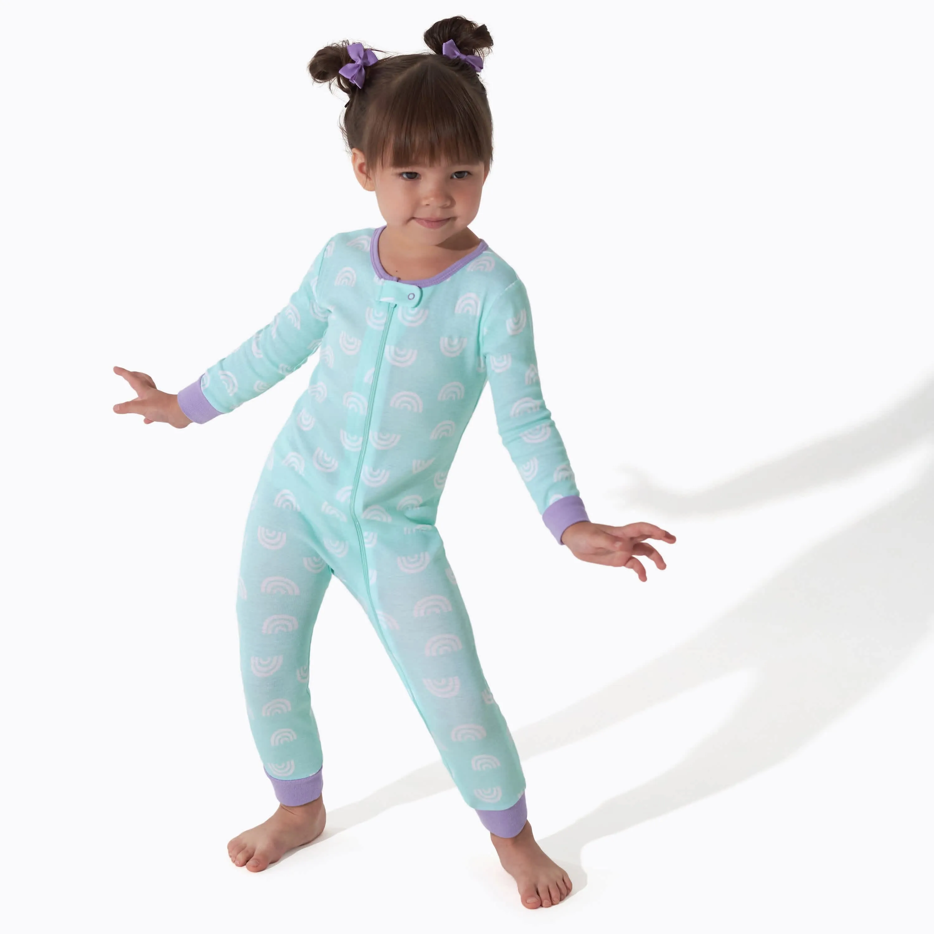 3-Pack Baby & Toddler Girls Rainbow Floral Snug Fit Footless Pajamas