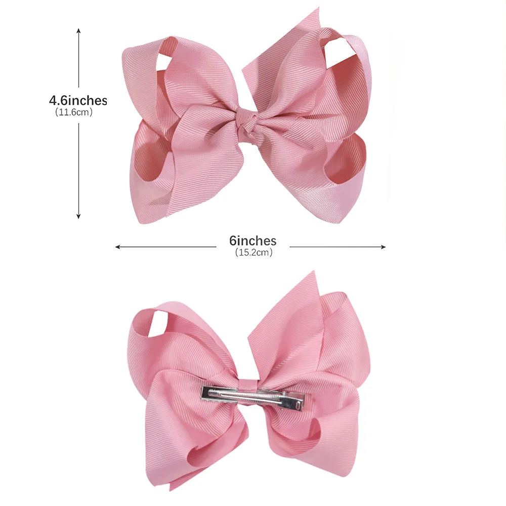 30PCS  6 inch Solid Color Grosgrain Hair Bows