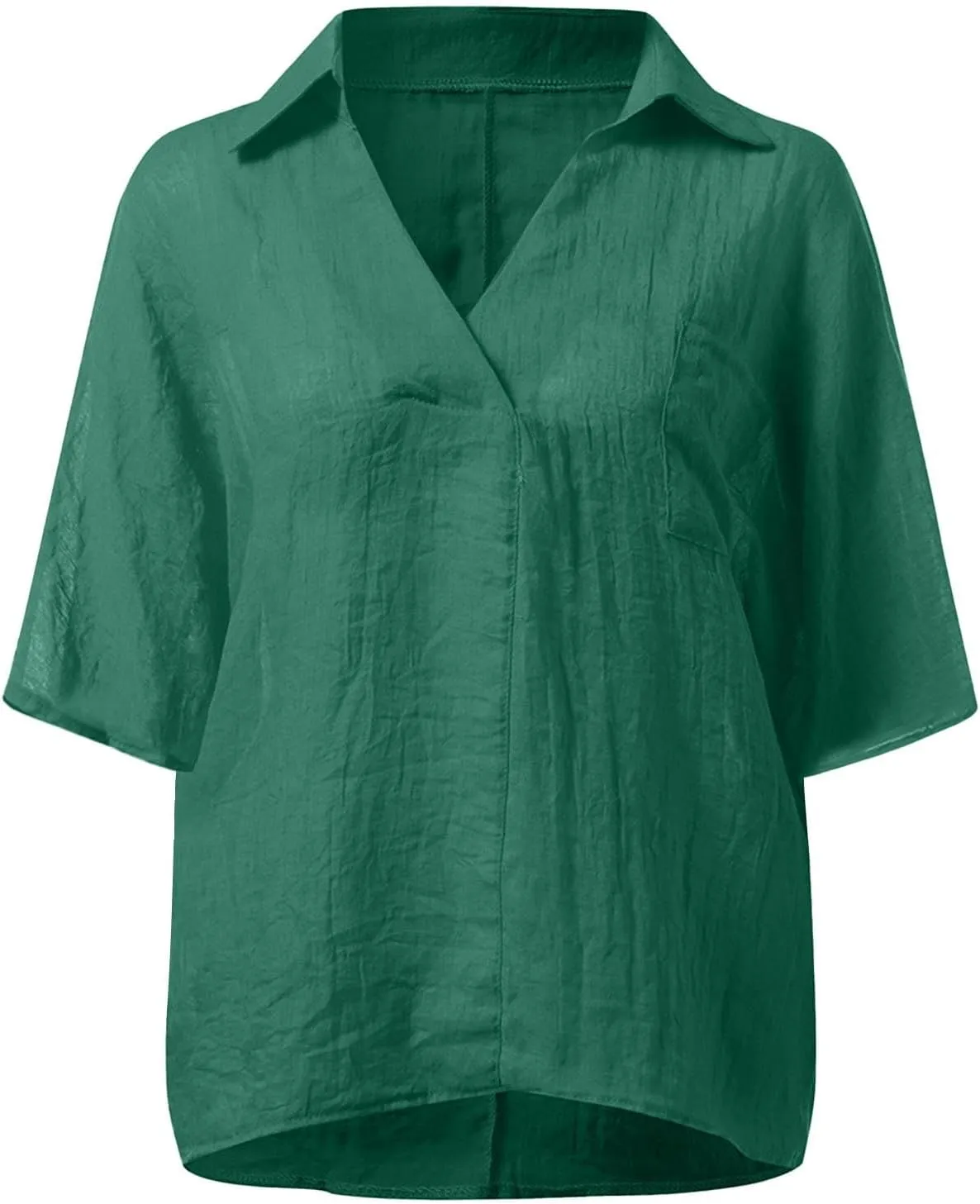 3/4 Sleeve Linen Tops for Women 2025 Oversized Loose Fit V Neck Shirts Summer Casual Beach Tunic Blouse Tee Sun Shirts