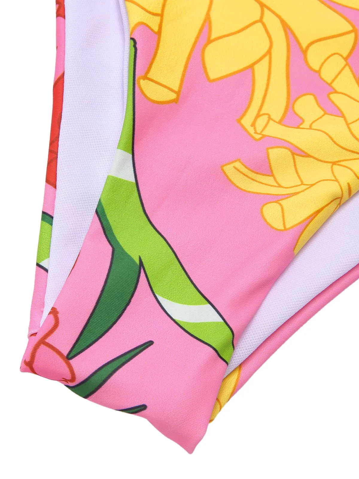 3PCS 1950s Pink Floral Swimsuit Set