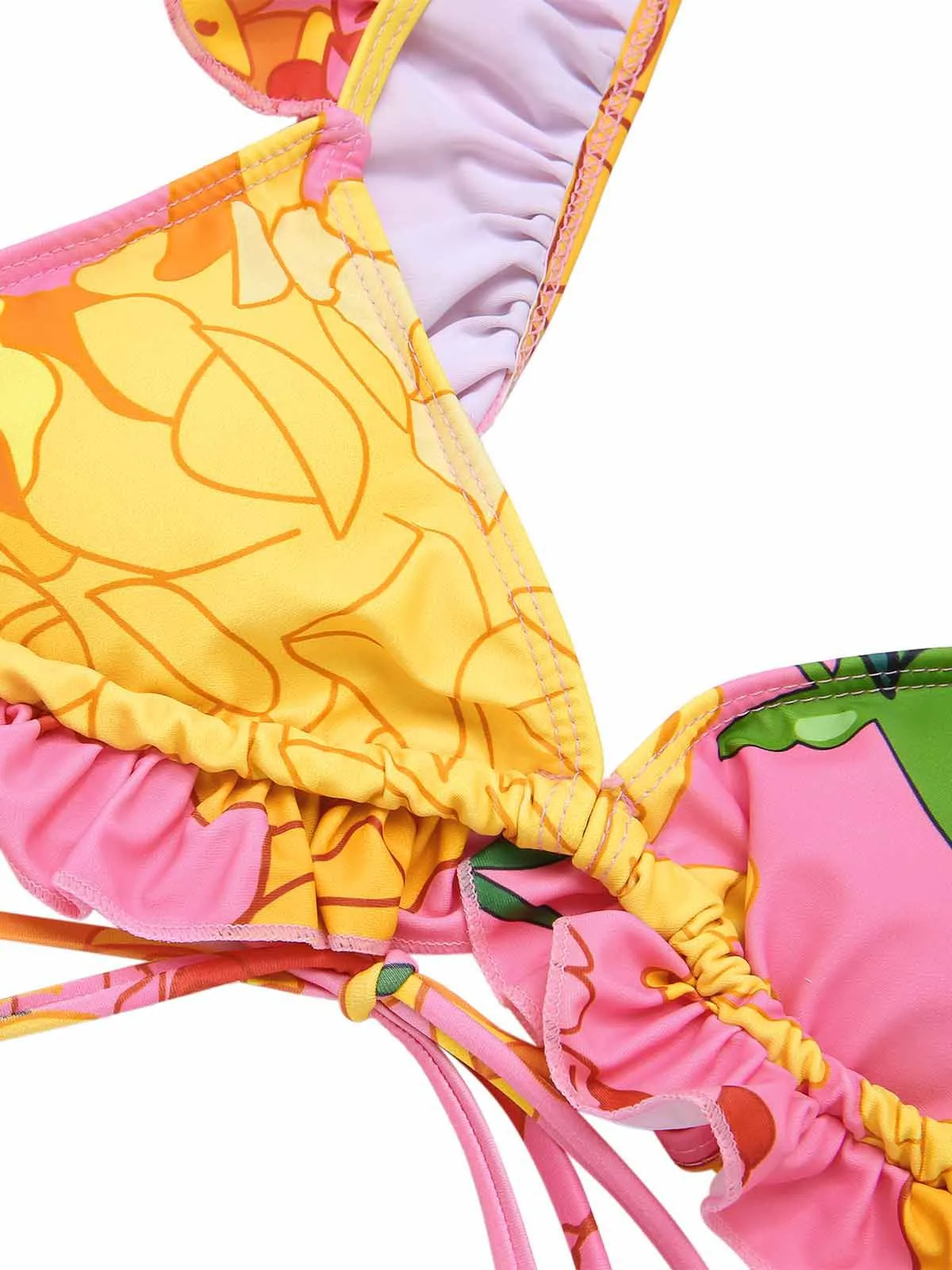 3PCS 1950s Pink Floral Swimsuit Set