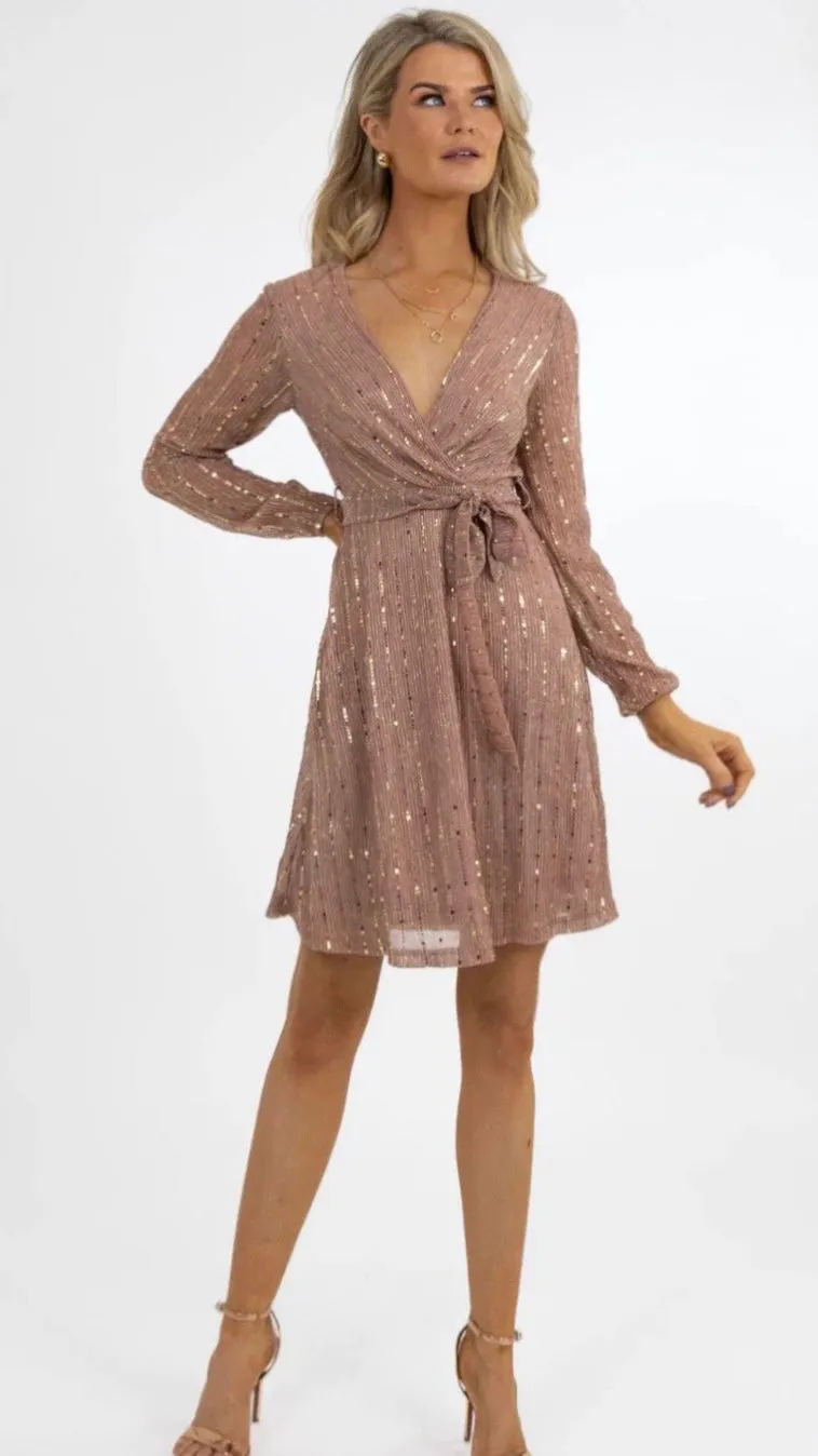 4-A1190 Kylie Gold Sparkle Mini Dress