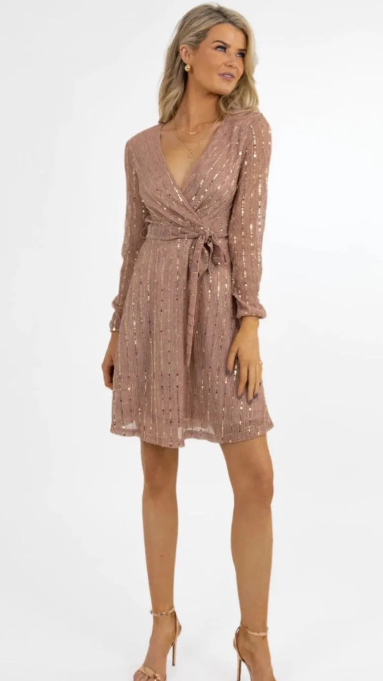 4-A1190 Kylie Gold Sparkle Mini Dress