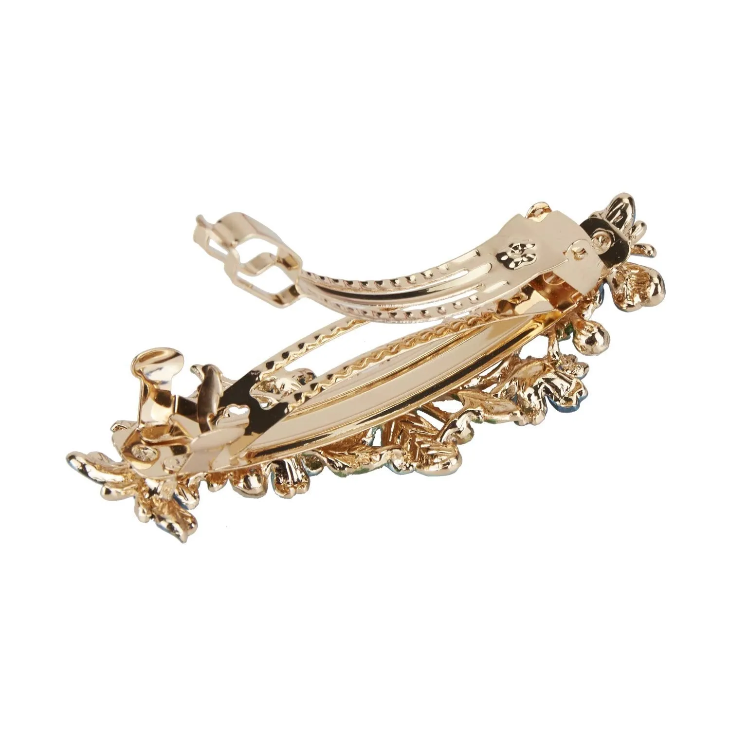 4 Pack Fancy Delicate Floral Butterfly Leaf Jeweled Gems Rhinestone Glitter Sparkly Metal Hair Clips Snap Barrettes Grip Hairpins Clamp Thick Hair Ponytail Holder Bun Chignon Accessories for Women