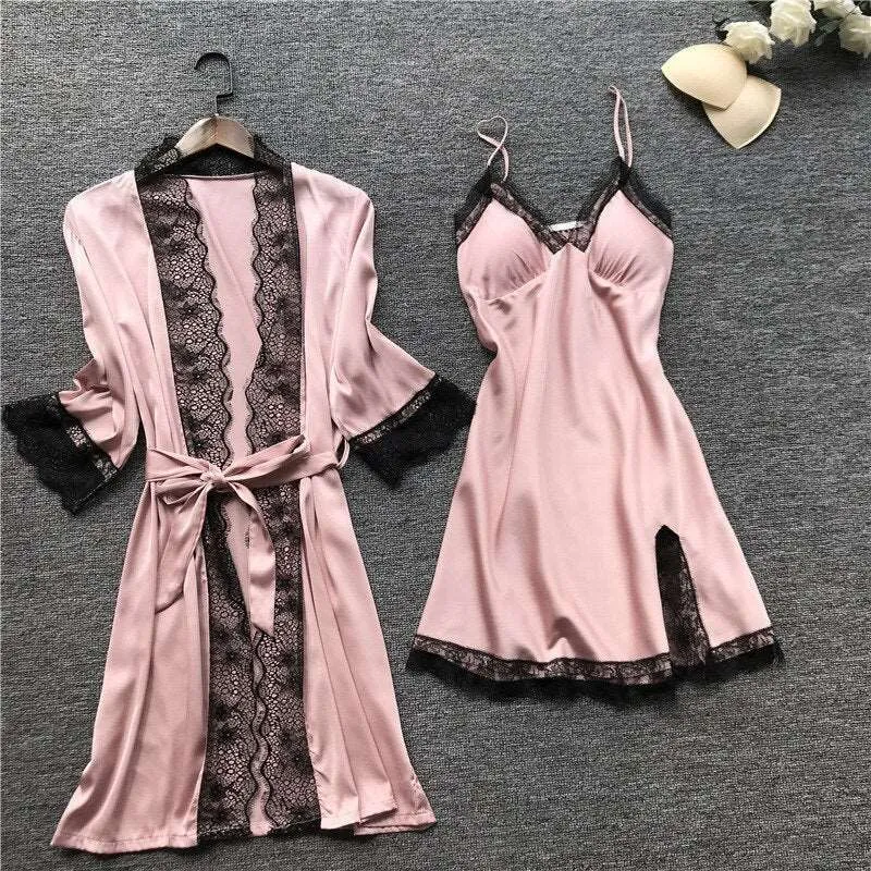 4 piece Set Sleep Lace pyjama Set