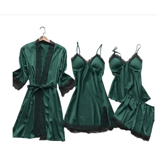 4 piece Set Sleep Lace pyjama Set