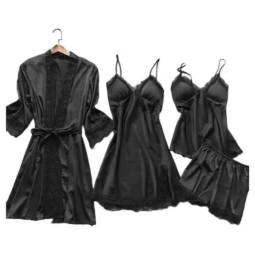 4 piece Set Sleep Lace pyjama Set