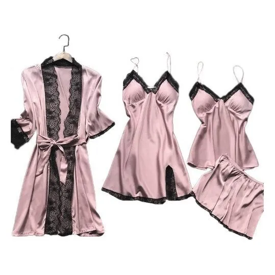 4 piece Set Sleep Lace pyjama Set