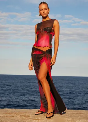 4 Way Stretch Panels Caprise Maxi Skirt - Pink Print Caprise Maxi Skirt - Pink Print Perfect Length