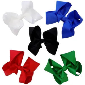 5 Pack of 4.5" Grosgrain Winter Classics Seasonal Colors Girls Hair Bows