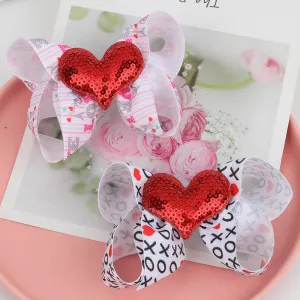 50Pcs Sequins Love Heart Hair Bows