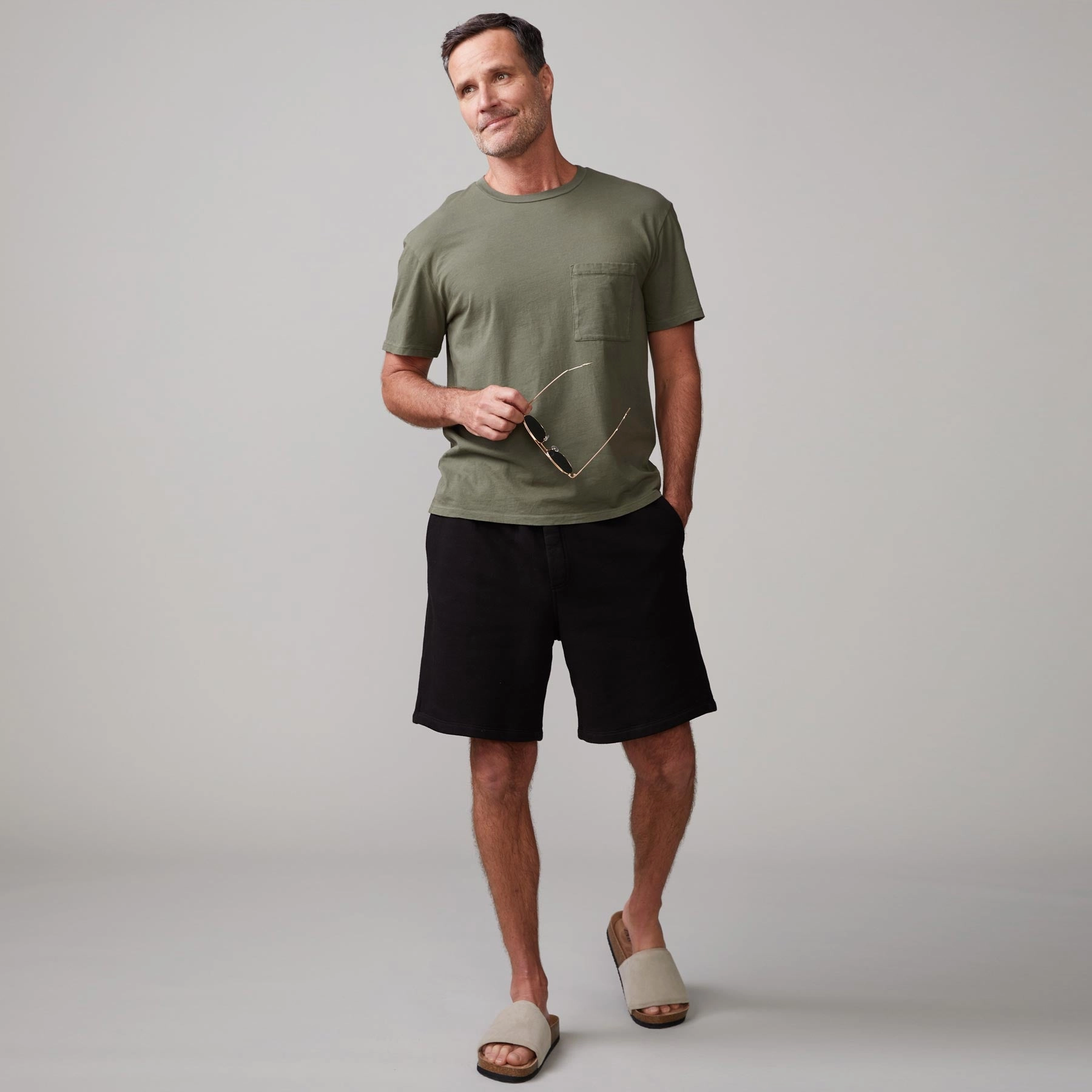 70's Shorts Ribbed Hemline Hidden Button Placket